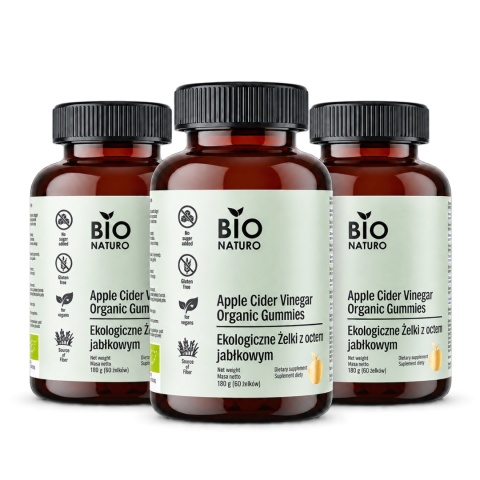 3x Ocet Jabłkowy w Żelkach BIO Żelki 60szt. / BioNaturo
