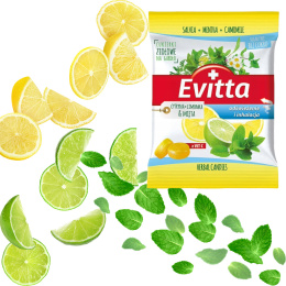 CUKIERKI EVITTA bez cukru Cytryna-Limonka-Mięta 60g